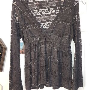 Black Lace Long Sleeve Top